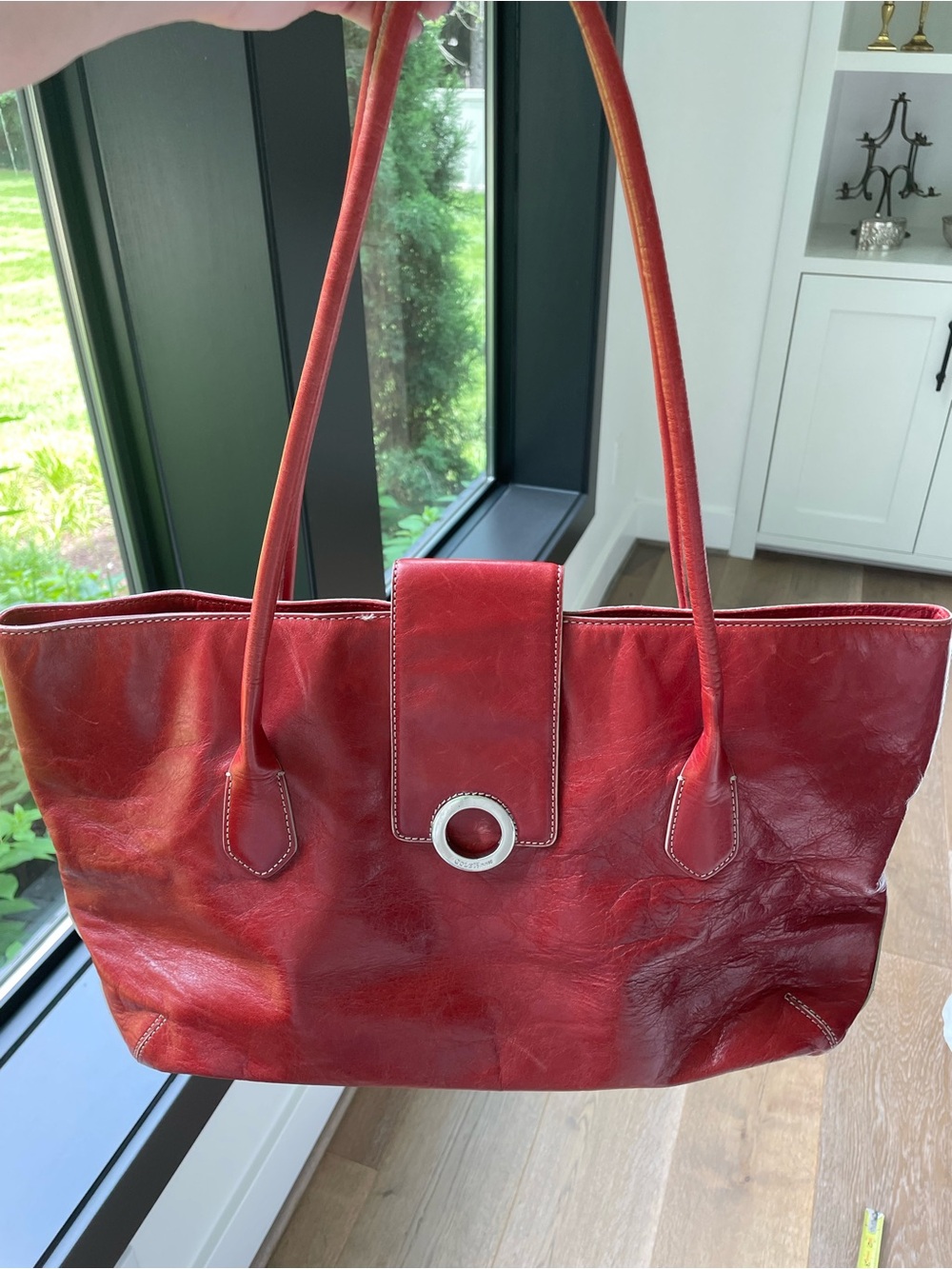 Cole Haan Red Leather Tote Bag Y2K